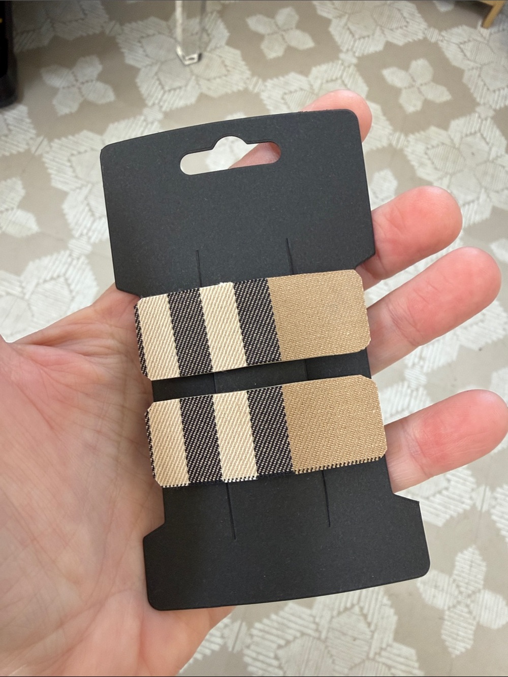 Burberry upcycled hair clips brand new